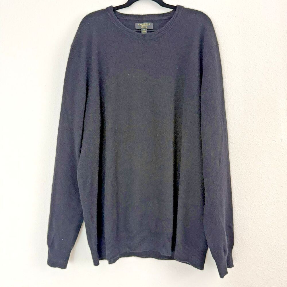 Club Room 100% Cashmere Luxury Mens XL Black Sweater Golf Academia Finance